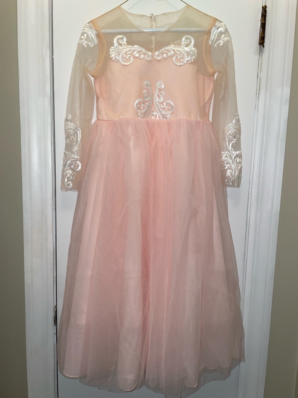Girls' Pink Tulle Party Dress with Embroidered Bodice